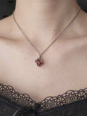 Vintage red and silver pendant necklace